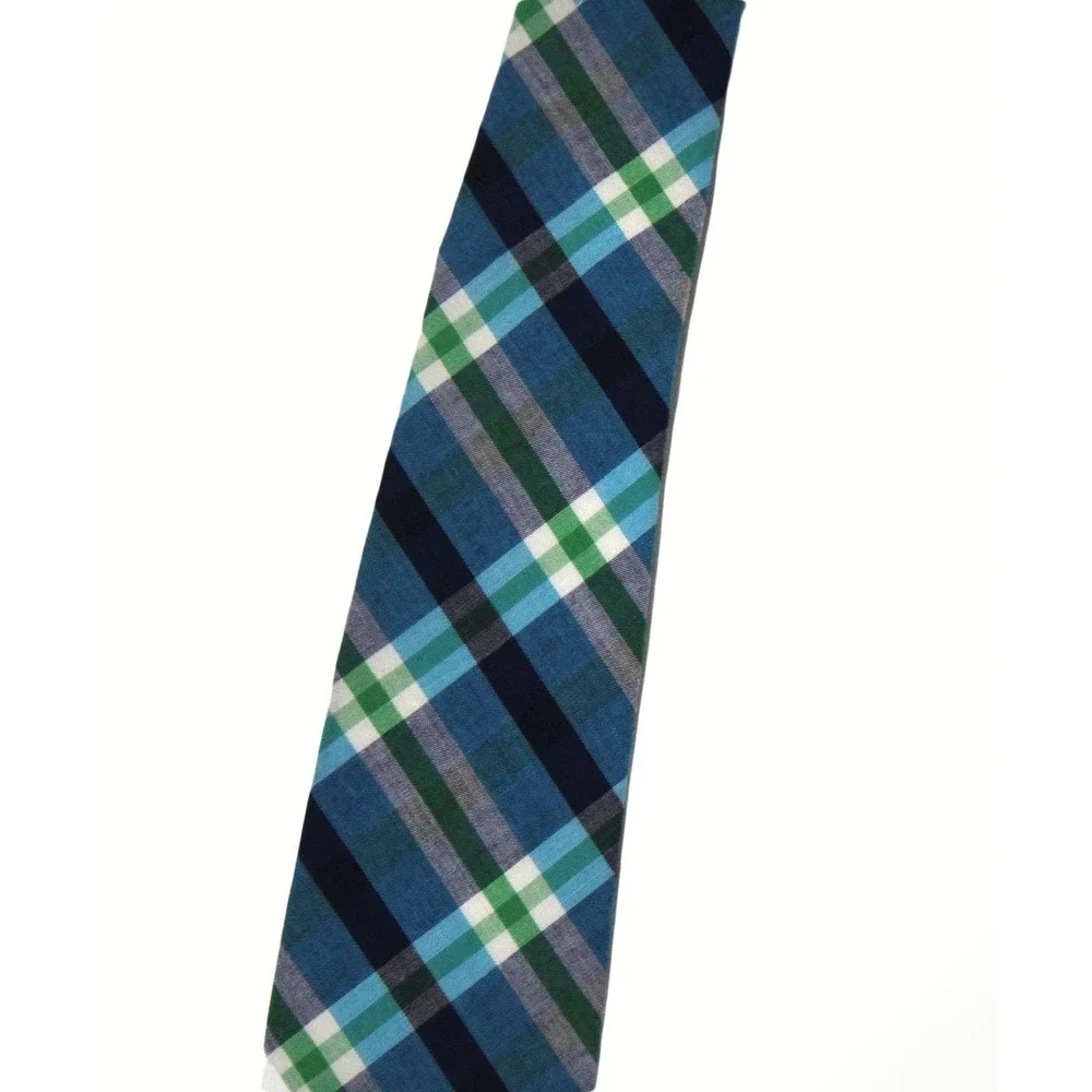 Old Navy Boys Blue Green Plaid Cotton Necktie XL 14-16